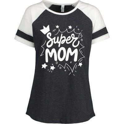 Super Mom Mothers Day Enza Ladies Jersey Colorblock Tee