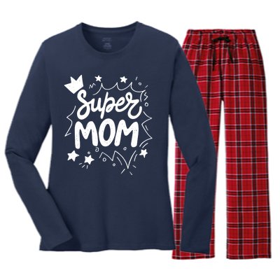 Super Mom Mothers Day Women's Long Sleeve Flannel Pajama Set 