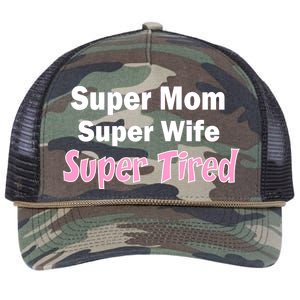 Super Mom Super Wife Super Tired Retro Rope Trucker Hat Cap