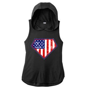 Super Patriot US Flag Ladies PosiCharge Tri-Blend Wicking Draft Hoodie Tank