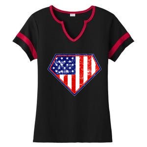 Super Patriot US Flag Ladies Halftime Notch Neck Tee