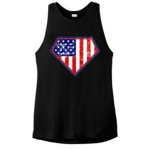 Super Patriot US Flag Ladies PosiCharge Tri-Blend Wicking Tank