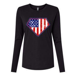 Super Patriot US Flag Womens Cotton Relaxed Long Sleeve T-Shirt