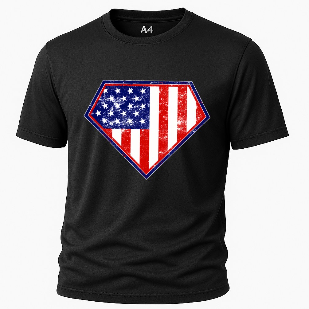 Super Patriot US Flag Cooling Performance Crew T-Shirt