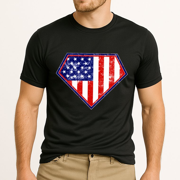 Super Patriot US Flag Cooling Performance Crew T-Shirt