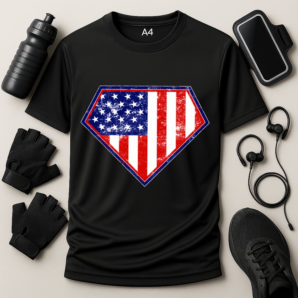 Super Patriot US Flag Cooling Performance Crew T-Shirt