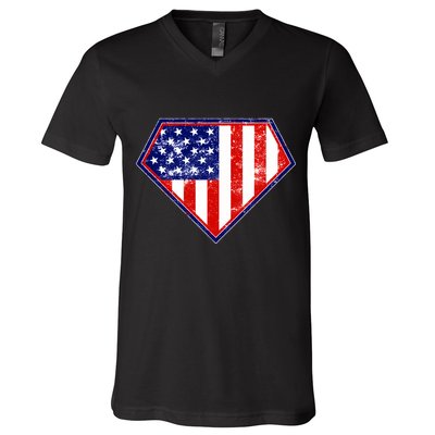 Super Patriot US Flag V-Neck T-Shirt