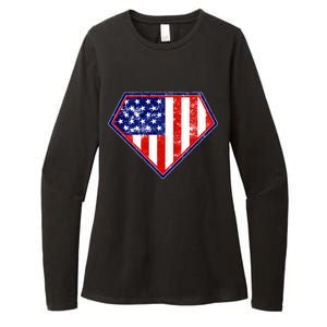 Super Patriot US Flag Womens CVC Long Sleeve Shirt