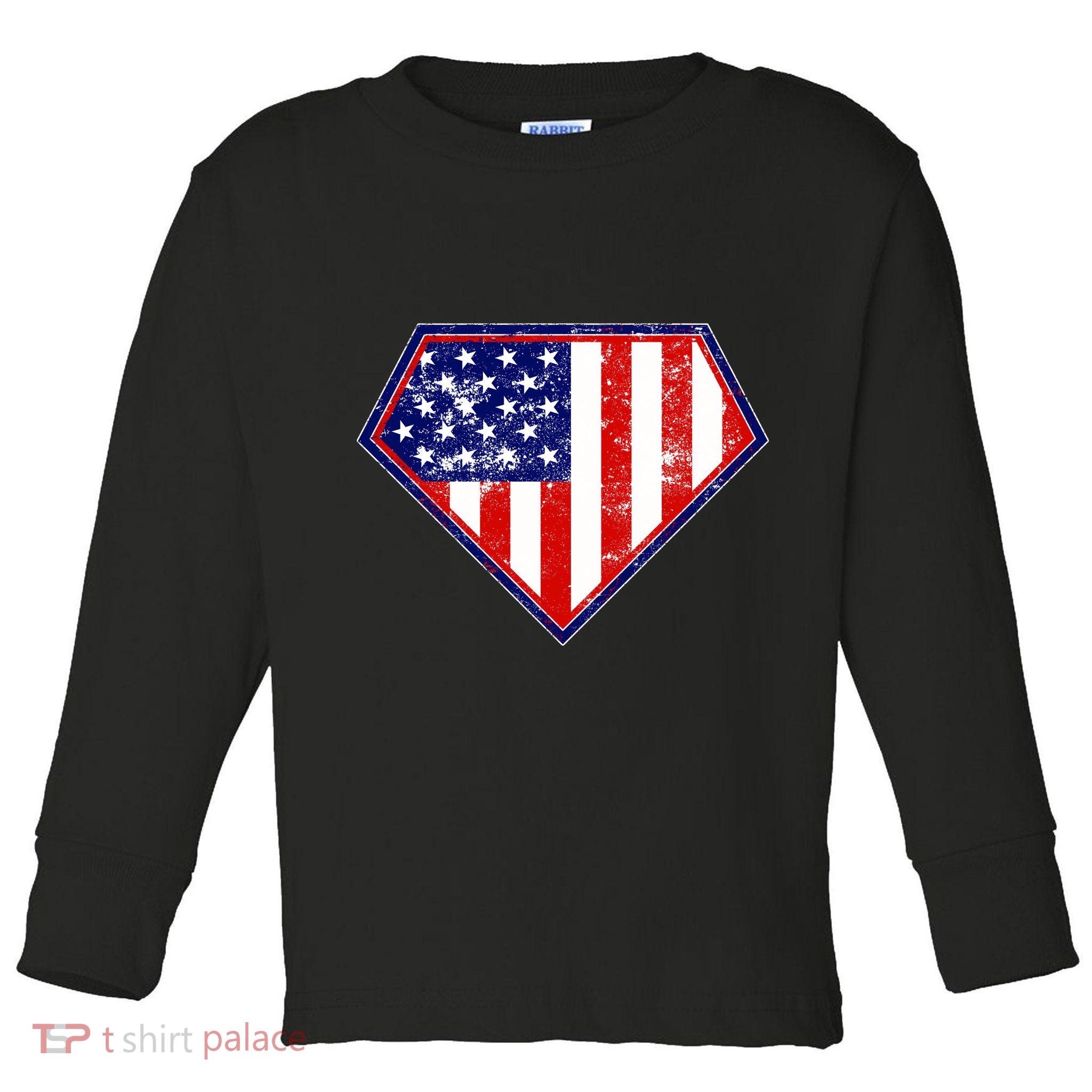 Super Patriot US Flag Toddler Long Sleeve Shirt