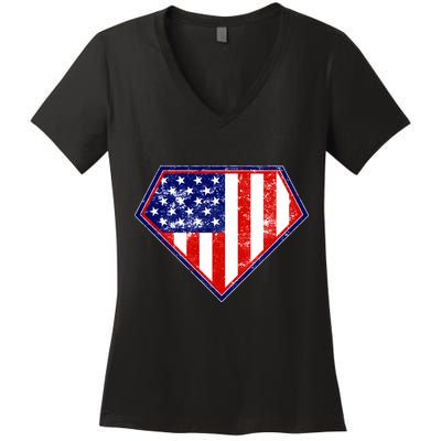 Super Patriot US Flag Women's V-Neck T-Shirt