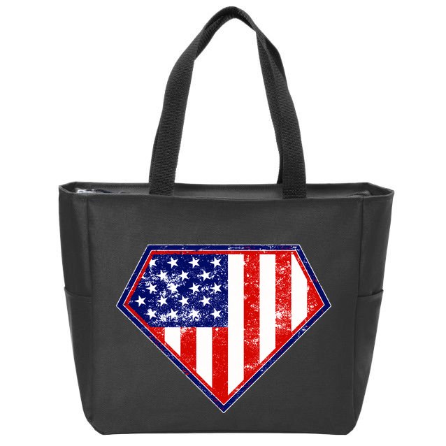 Super Patriot US Flag Zip Tote Bag