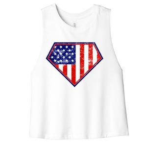 Super Patriot US Flag Women's Racerback Cropped Tank