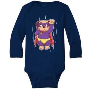 Super Pug Baby Long Sleeve Bodysuit