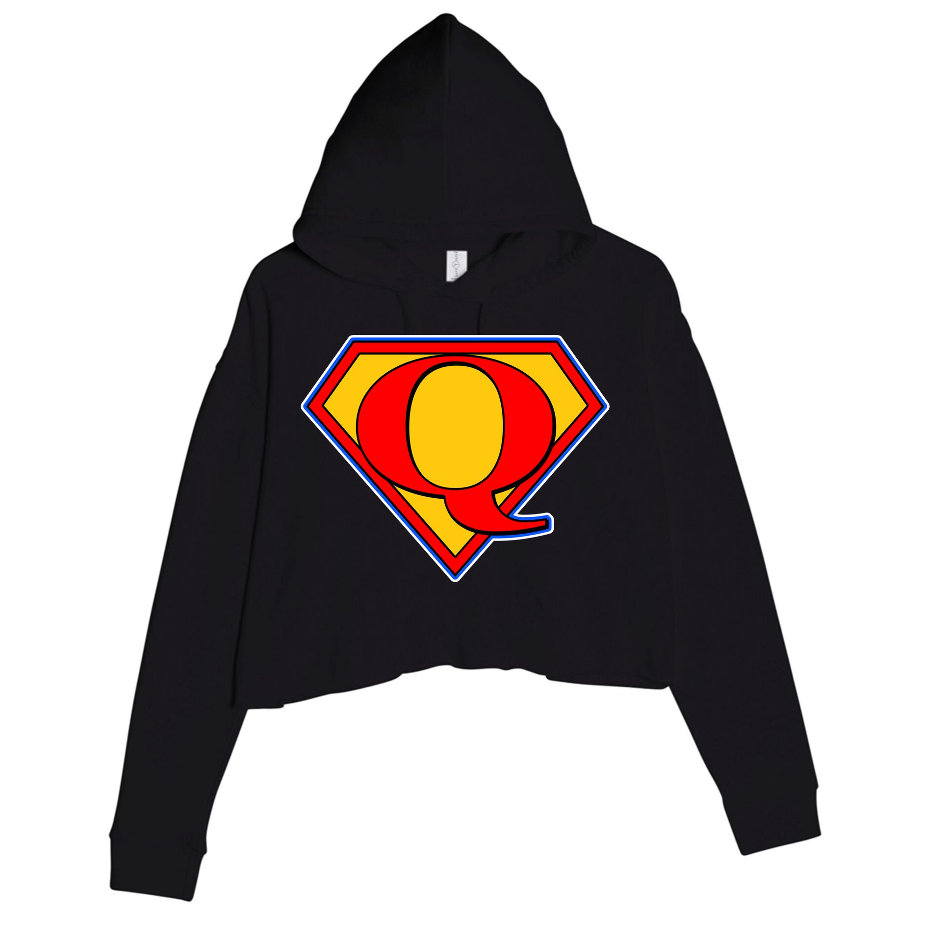 Super Qanon Logo Crop Fleece Hoodie