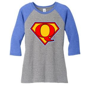 Super Qanon Logo Women's Tri-Blend 3/4-Sleeve Raglan Shirt