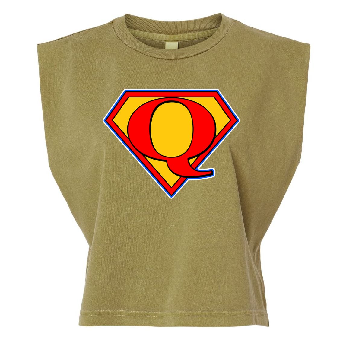 Super Qanon Logo Garment-Dyed Women's Muscle Tee