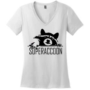 Super Raccoon Superraccon Trash Panda Women's V-Neck T-Shirt