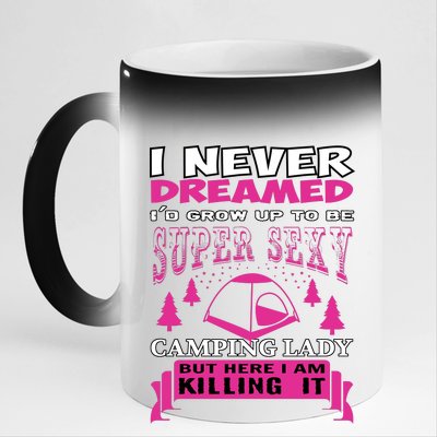 Super Sexy Camping Lady 11oz Black Color Changing Mug