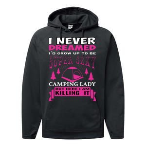 Super Sexy Camping Lady Performance Fleece Hoodie