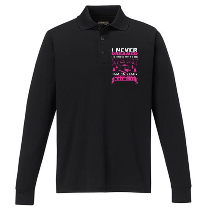 Super Sexy Camping Lady Performance Long Sleeve Polo