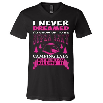 Super Sexy Camping Lady V-Neck T-Shirt