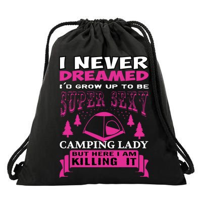 Super Sexy Camping Lady Drawstring Bag