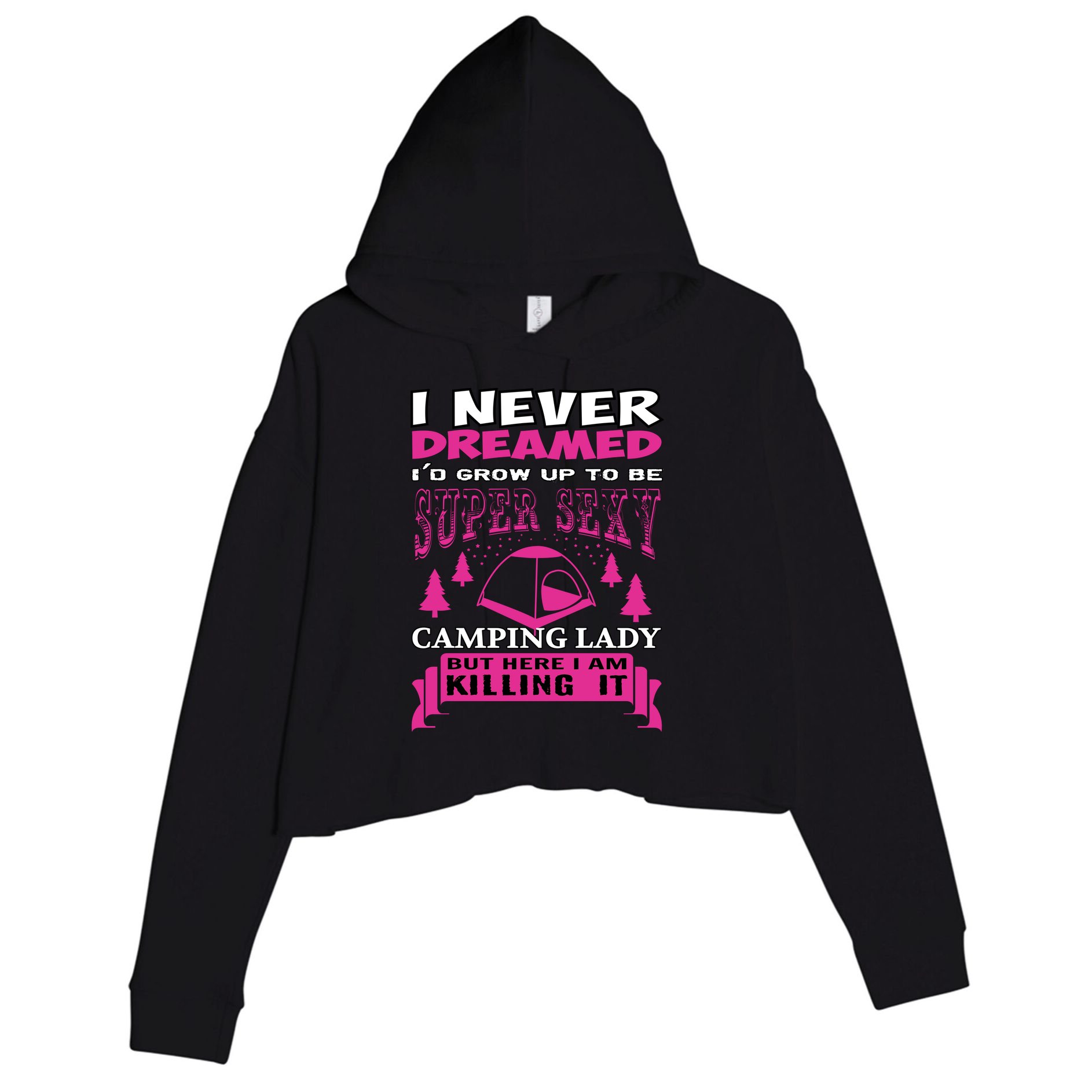 Super Sexy Camping Lady Crop Fleece Hoodie
