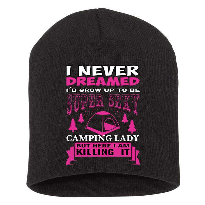 Super Sexy Camping Lady Short Acrylic Beanie