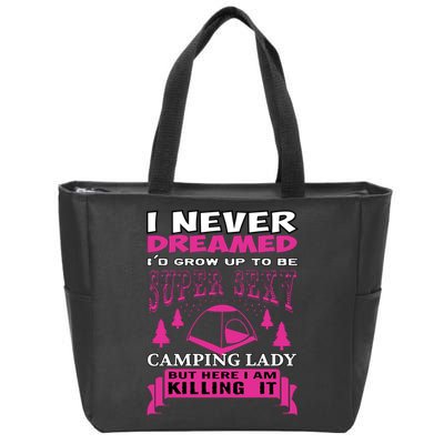 Super Sexy Camping Lady Zip Tote Bag