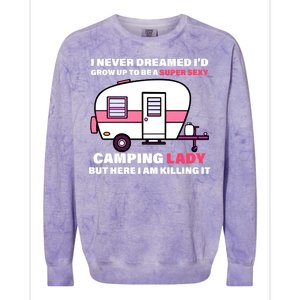 Super Sexy Camping Lady Killing It Colorblast Crewneck Sweatshirt