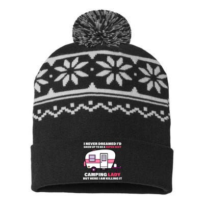 Super Sexy Camping Lady Killing It USA-Made Snowflake Beanie