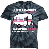 Super Sexy Camping Lady Killing It Kids Tie-Dye T-Shirt