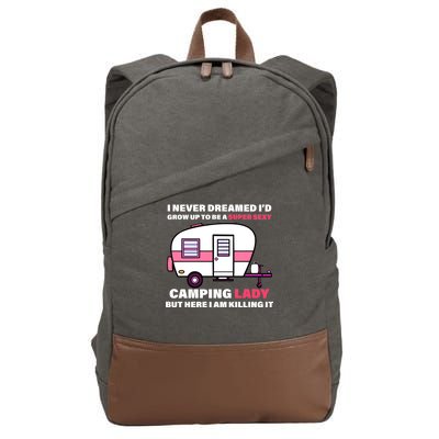 Super Sexy Camping Lady Killing It Cotton Canvas Backpack