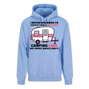 Super Sexy Camping Lady Killing It Unisex Surf Hoodie