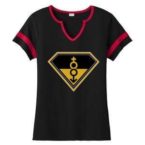 Super Straight Pride Superhero Ladies Halftime Notch Neck Tee