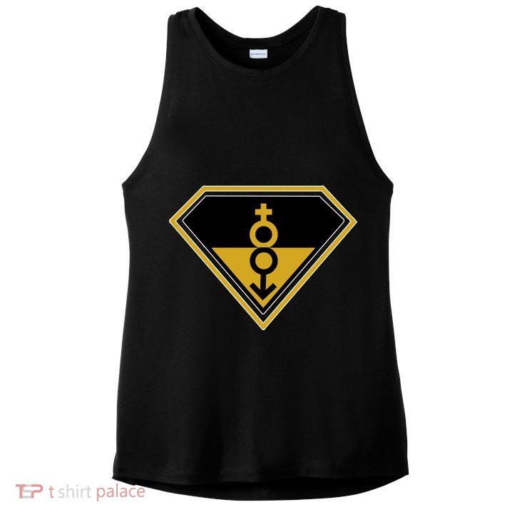 Super Straight Pride Superhero Ladies PosiCharge Tri-Blend Wicking Tank