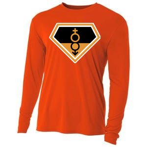 Super Straight Superhero Comic Logo Cooling Performance Long Sleeve Crew