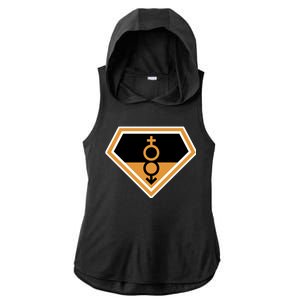 Super Straight Superhero Comic Logo Ladies PosiCharge Tri-Blend Wicking Draft Hoodie Tank