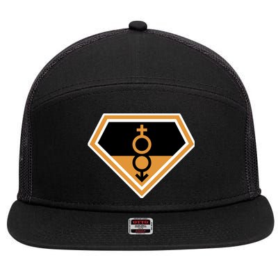 Super Straight Superhero Comic Logo 7 Panel Mesh Trucker Snapback Hat