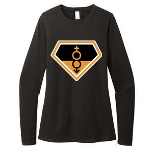 Super Straight Superhero Comic Logo Womens CVC Long Sleeve Shirt