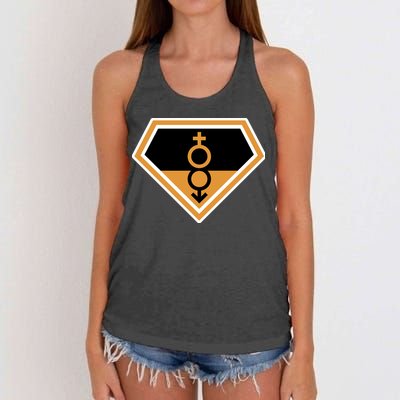 Super Straight Superhero Comic Logo Women's Knotted Racerback Tank
