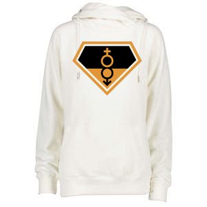 Super Straight Superhero Comic Logo Womens Funnel Neck Pullover Hood