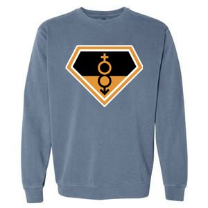 Super Straight Superhero Comic Logo Garment-Dyed Sweatshirt