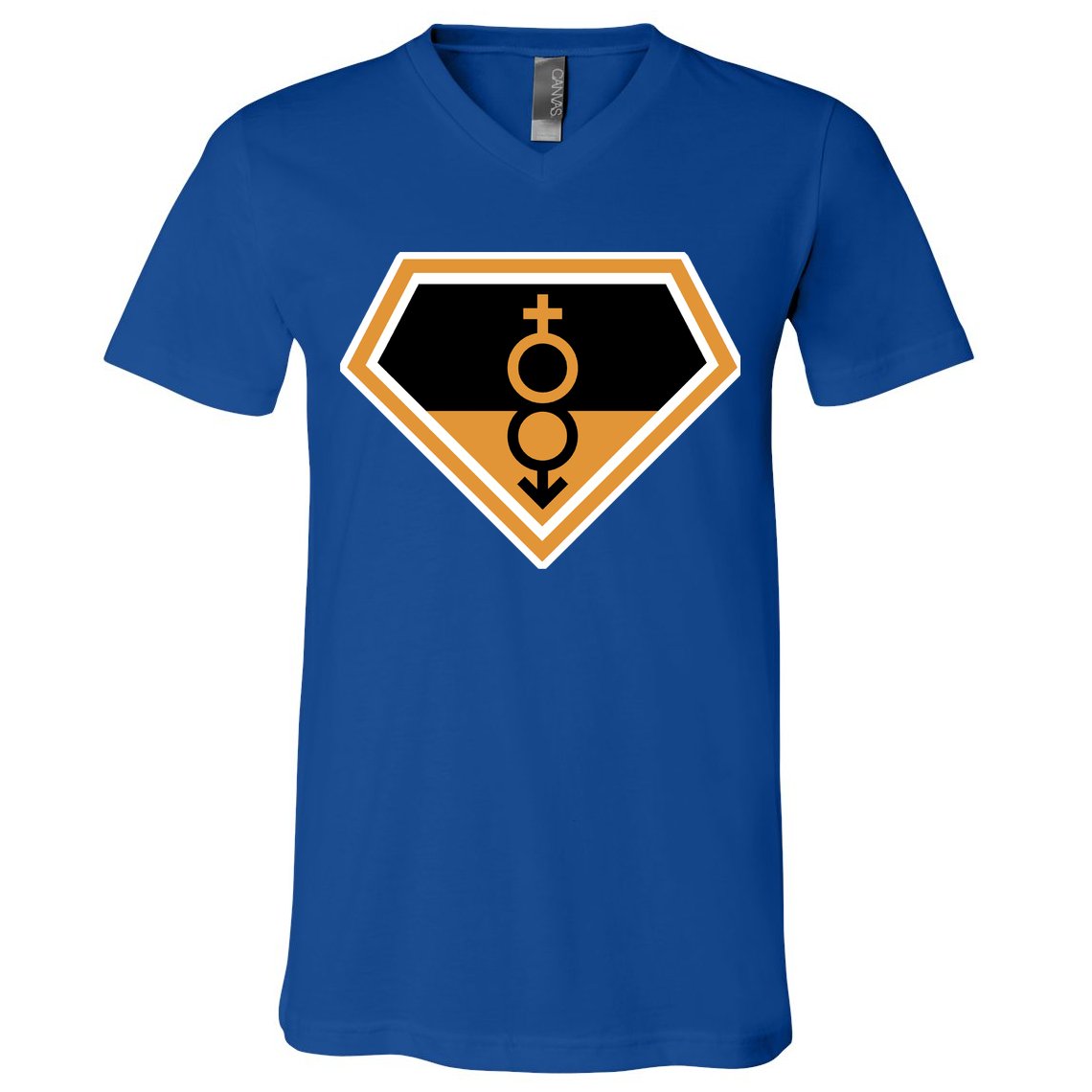 Super Straight Superhero Comic Logo V-Neck T-Shirt