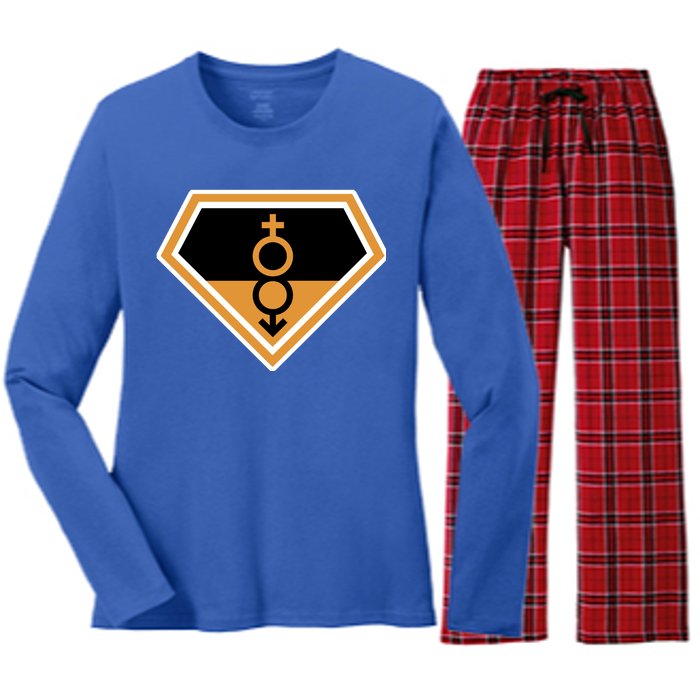 Super Straight Superhero Comic Logo Women's Long Sleeve Flannel Pajama Set 