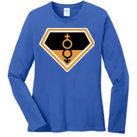 Super Straight Superhero Comic Logo Ladies Long Sleeve Shirt