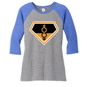 Super Straight Superhero Comic Logo Women's Tri-Blend 3/4-Sleeve Raglan Shirt