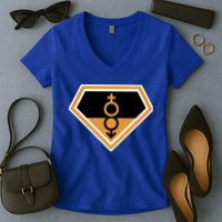 Super Straight Superhero Comic Logo Women's V-Neck T-Shirt