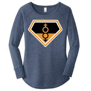 Super Straight Superhero Comic Logo Women's Perfect Tri Tunic Long Sleeve Shirt