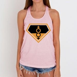 Super Straight Superhero Comic Logo Women's Knotted Racerback Tank